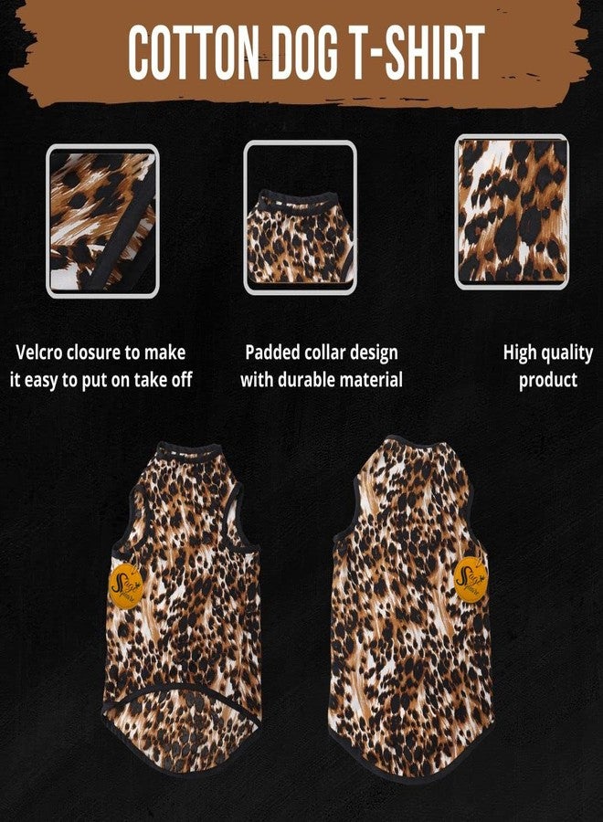 سايج سكوير تيشيرت للكلاب من Sage Square، مصنوع من خامة ناعمة ومرنة | تصميم عصري وجذاب للحيوانات الأليفة | خفيف الوزن وناعم | ملابس مريحة وجيدة التهوية للكلاب | طقم صدرية أنيق (صغير - 14 بوصة) (بنقشة جلد النمر) - Image 5